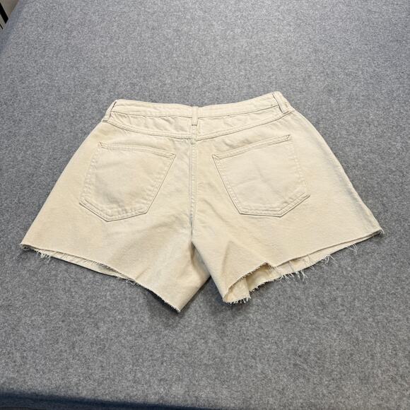 Women's Top Shop Cream Pleated Denim Cut-Off Shorts Size 8‎ NEW - Picture 6 of 6